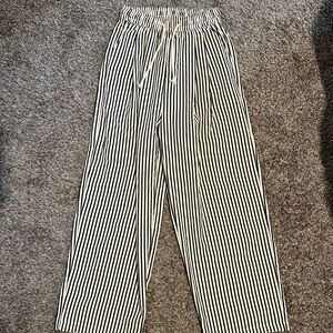 Cider Black and White Striped Straight Leg Pants